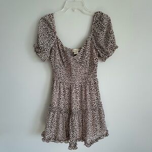 Altar'd State mini dress babydoll chiffon tiered pebble dot print ruffle S